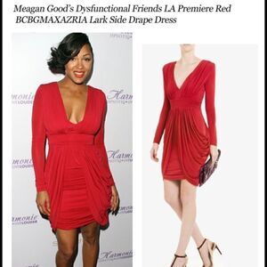 NWOT BCBGMaxAzria Raspberry Ruched Lark Dress